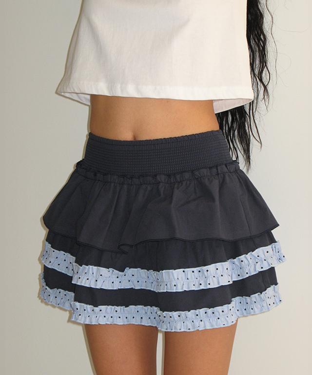 Ronron Cancan Layered Skirt Dot Navy