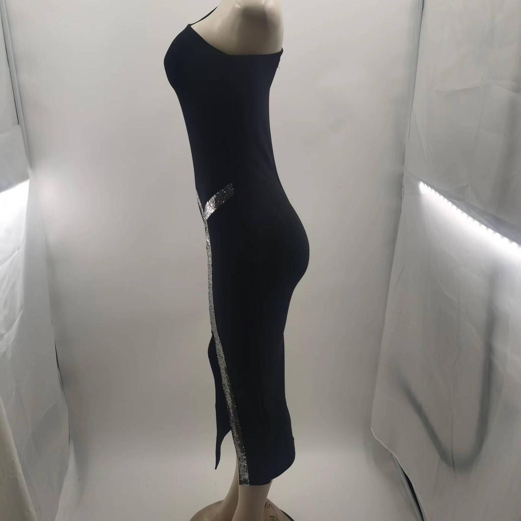 Elegantní francouzské zimní šaty na jedno rameno s bandáží pro ženy