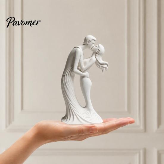 Sophisticated Romantic Atmosphere Decor 3D Printed Kissing Couple Ornament, Modern Minimalist Love Statue, Unique Housewarming Gift Sculpture for Home
