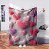 2D Fluffy Pink Purple Heart Print Throw Blanket Soft Warm Sofa Bed Couch Blanket All Season Romantic Home Decor Blanket