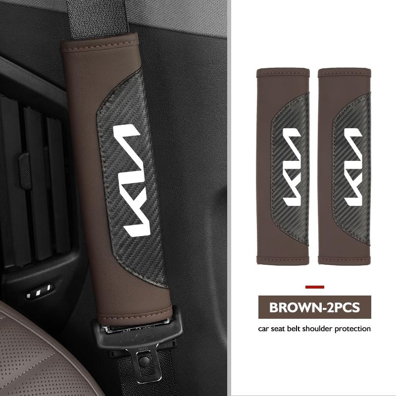 CKWQ4 For KIA Car Seat Belt Carbon Fiber Safety Belt Shoulder Covers Ceed Sportage Rio K5 K2 Optima Cerato Venga Sedona