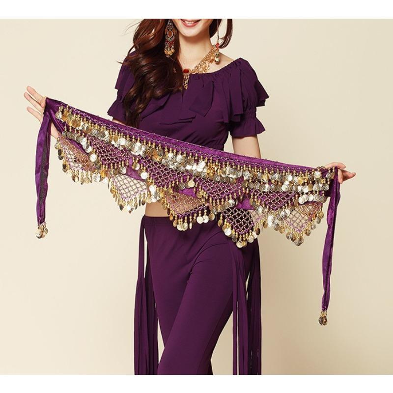 New Coin Belly Dance Belt For Beginners Indian Dance Performance Hip Scarf Oriental Dance Jazz Dance Skirt Extender