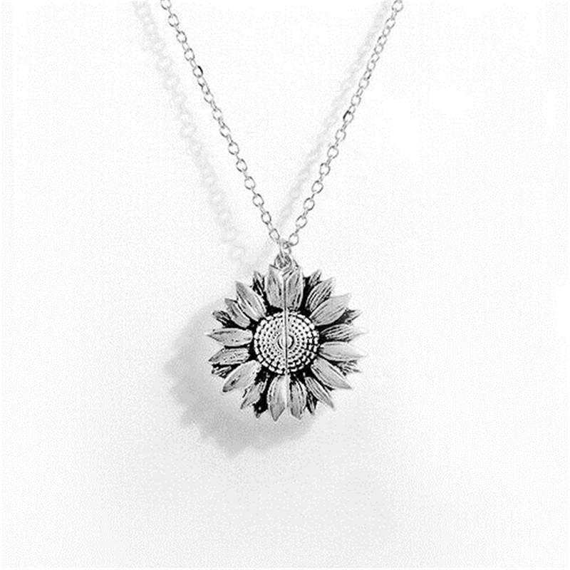 Collana da donna in argento sterling 925, con girasole, con ciondolo a forma di girasole, regalo per mamma e donna, m, Argento sterling, Nessuna pietra preziosa