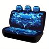 Blue Swirl Skull Art Designed Car Seat Cover Set For Most Cars, High-quality Comfortable Car Seat Protector Covers Full Set, Uni