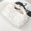 Women White Sequins Hobo Handbag Shiny Bucket Bag Elegant Evening Clutch Bag for Wedding Party Exquisite Small Tote Female Purse