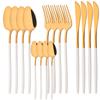 16Pcs Western Black Gold Dinnerware Set Stainless Steel Tableware Flatware Cutlery Set Dinner Knife Fork Spoon Silverware