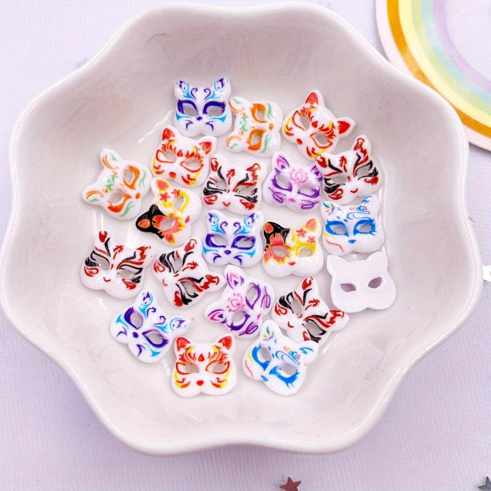 20pcs Resin Mini Colorful Cartoon Fox Mask Flatback Stone Art Nails Appliques DIY Wedding  Jewelry Scrapbook Decor Accessories Crafts