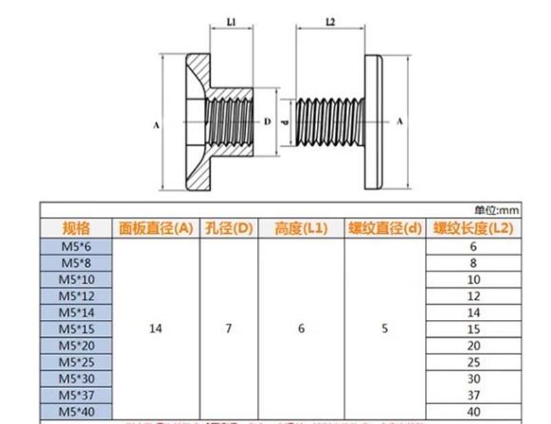 20 Sets M5*8/10/12/15/20 Large Flat Nylon Plastic Chicago Screws Nails Studs Snap Rivets for Photo Album Butt Account Book Screw