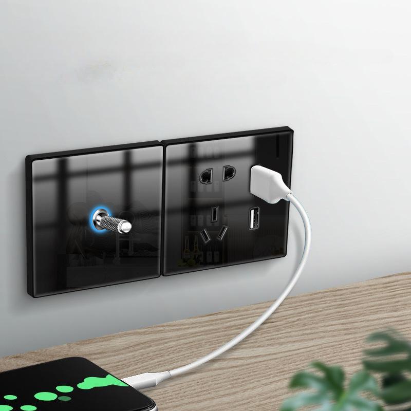 Hvit herdet glass Europeisk Vintage vippebryter for vegglampe, 110-250V 1-polet 2-veis Elektrisk på/av med LED-indikator