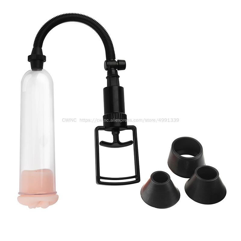 CW0252 Male Penis Pump Enlarger Vacuum Pump Extender Large with Extra Sleeves Sex Toys for