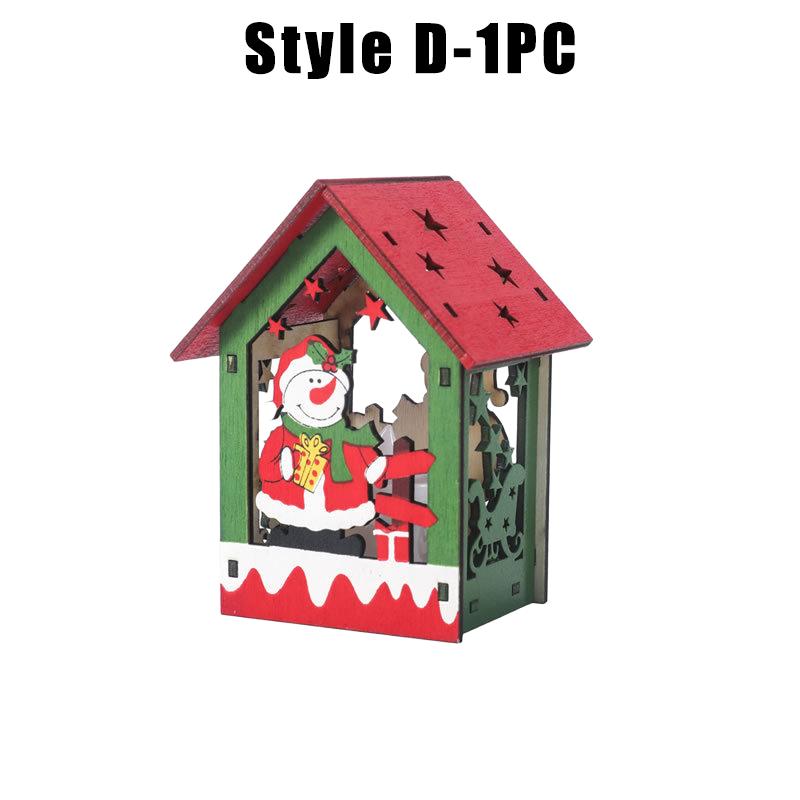 Детский Рождественский Деревянный Дом Ручной Работы DIY Украшение Светящийся Разноцветный Светящийся Рождественская Елка Украшение Изба