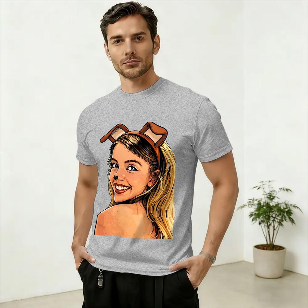 Unisex Sydney Sweeney T Shirt Cotton Clothing Amazing Short Sleeve Round Neck Tees Gift Idea T-Shirts