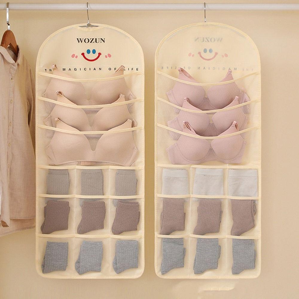 Double Sides Underwear Storage Hanging Bag Wall Mounted Sundries Hanger Storage Bags for Home