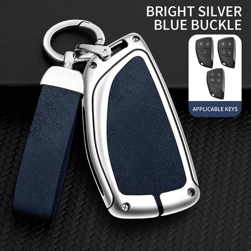 Zinc Alloy Genuine Leather Auto Key Fob Cover Fit For Chevrolet Tahoe Suburban Fit For Gmc Yukon Fit For Buick Envision S Plus Avenir