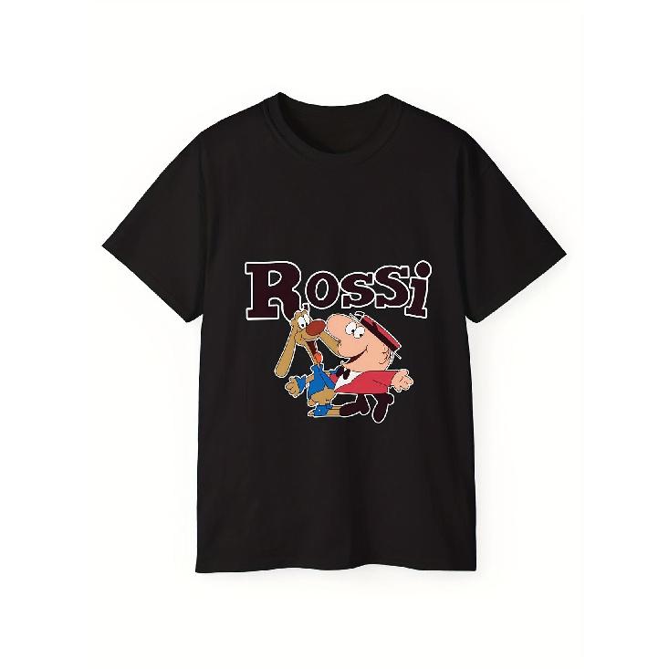 Mr Rossi Herren T-Shirt Druck Italienische Flagge Design Atmungsaktiv Rundhalsausschnitt Lässig für Ganzjahreskomfort Inspiriert von Erbe S schwarz
