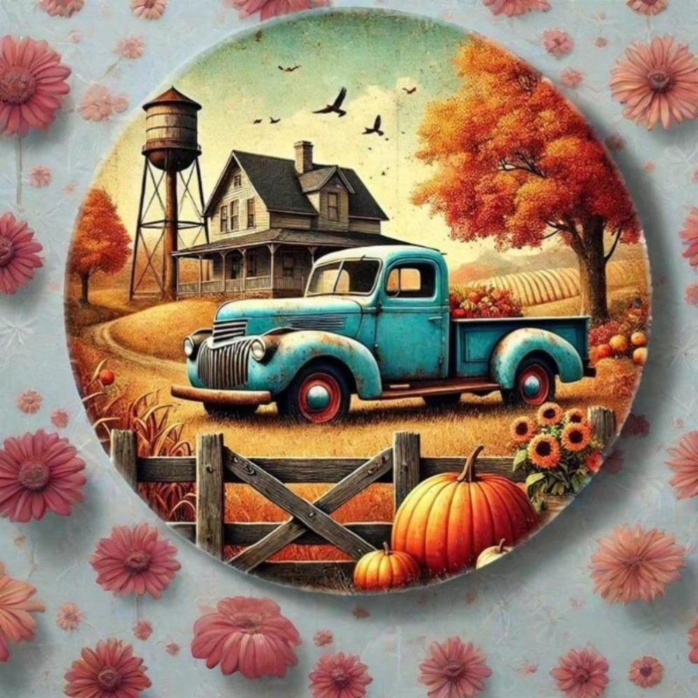 Metal Flower Wall Art Hanging Tin Sign Decor for Cafe Bedroom Library School