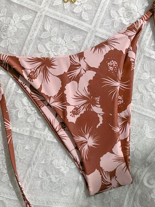 Women's Lace-Up Two-Piece Print Bikini - European & American Design