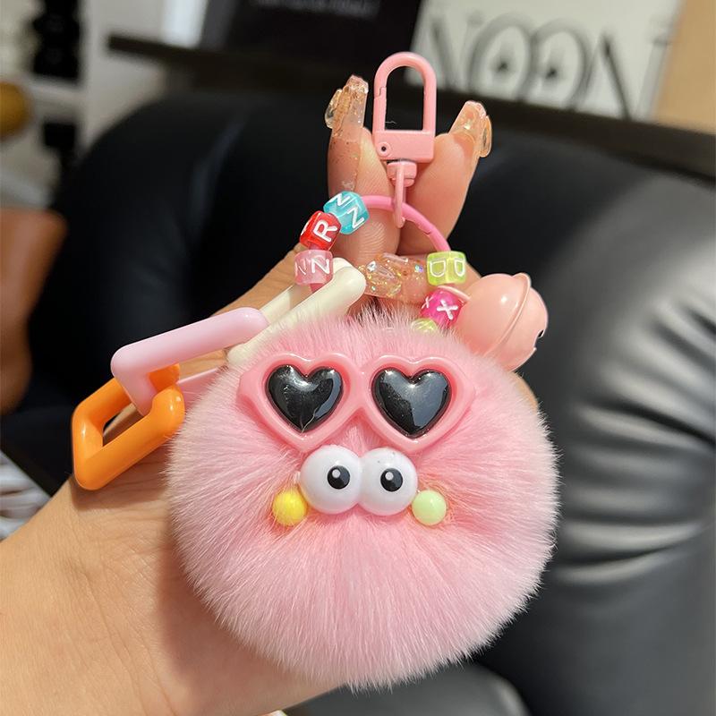 Creative Cute Rabbit Fur Keychain Fluffy Pendant Toy Car Key Holder Schoolbag Bag Cartoon Plush Doll Jewelry Women'S Decoration