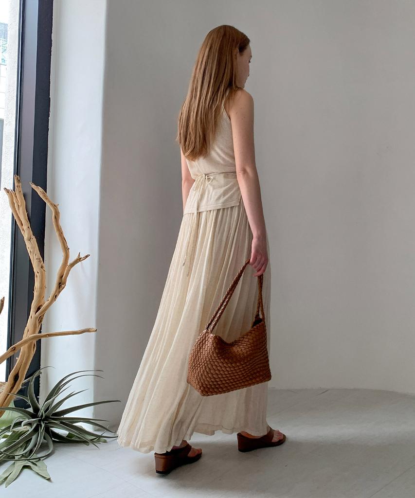 Baseukala Bella Linen Long Knit Skirt (2Colors)