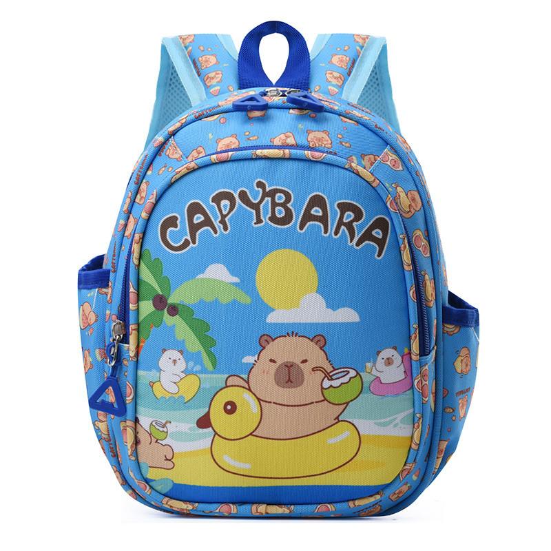 Capybara Kids Backpack For School With Nylon Material And Cartoon Pattern