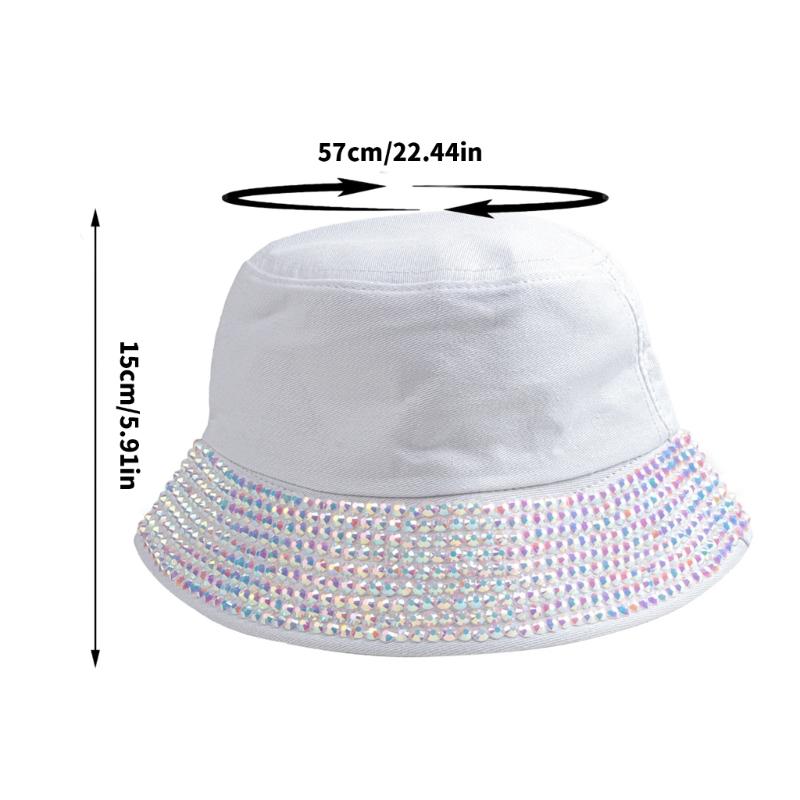 Fisherman Hat Bucket Hat for Girls Rhinestones Blingbling Hat for Sports Gym Mountain Camping Hat Outdoor Sunshade