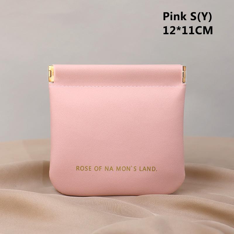 1Pc Mini Lipstick Key Jewelry Cosmetic Bag Women Portable Automatic Closing Makeup Storage Bag Pouch PU Earphone Coin Handbag