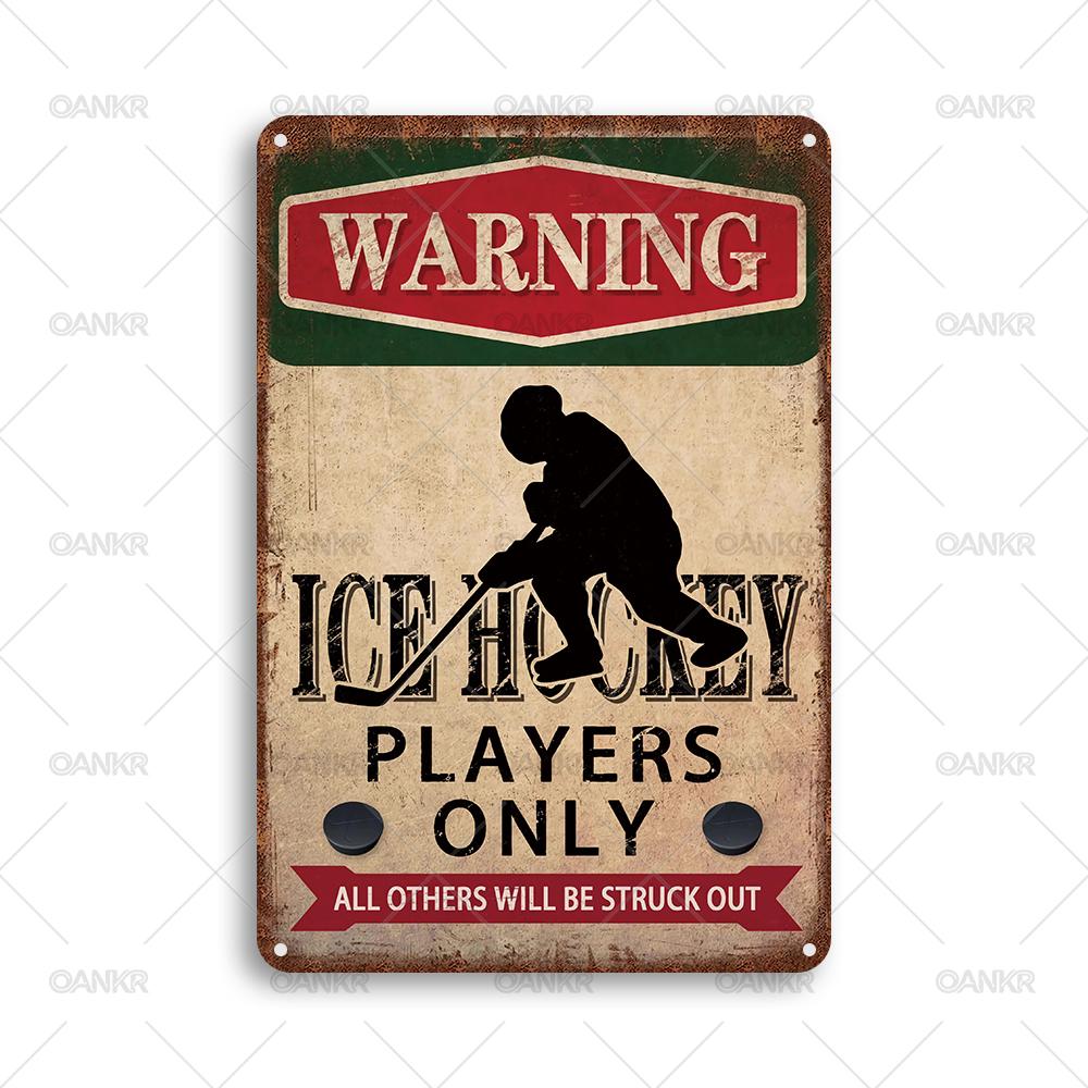 

Vintage Warning Ice Hockey Players Only Metal Tin Sign CHic Metal Signs for Man Cave Garage Farm Garden Home Wall Decor Plaque 20x30cm（7.8x11.8inch）