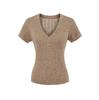 V-neck hollow short-sleeved T-shirt women's summer new American Spice Girl style solid color slim-fitting and thin bottoming shirt top