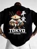 2026 Unisexs Summer Samurai Printed Round Neck Tshirt Classic Street Loose Daily 100 Cotton Soft Breathable Short Sleeve