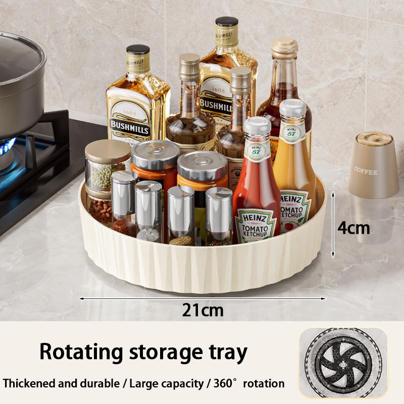 1Pc Rotating Spice Rack For Home Kitchens Multi-Functional Storage Tray For Seasoning Bottles And Jars, And Cosmetics