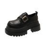 2025 British style super high heel thick sole heightening metal buckle small leather shoes thick sole muffin single shoes spring new women