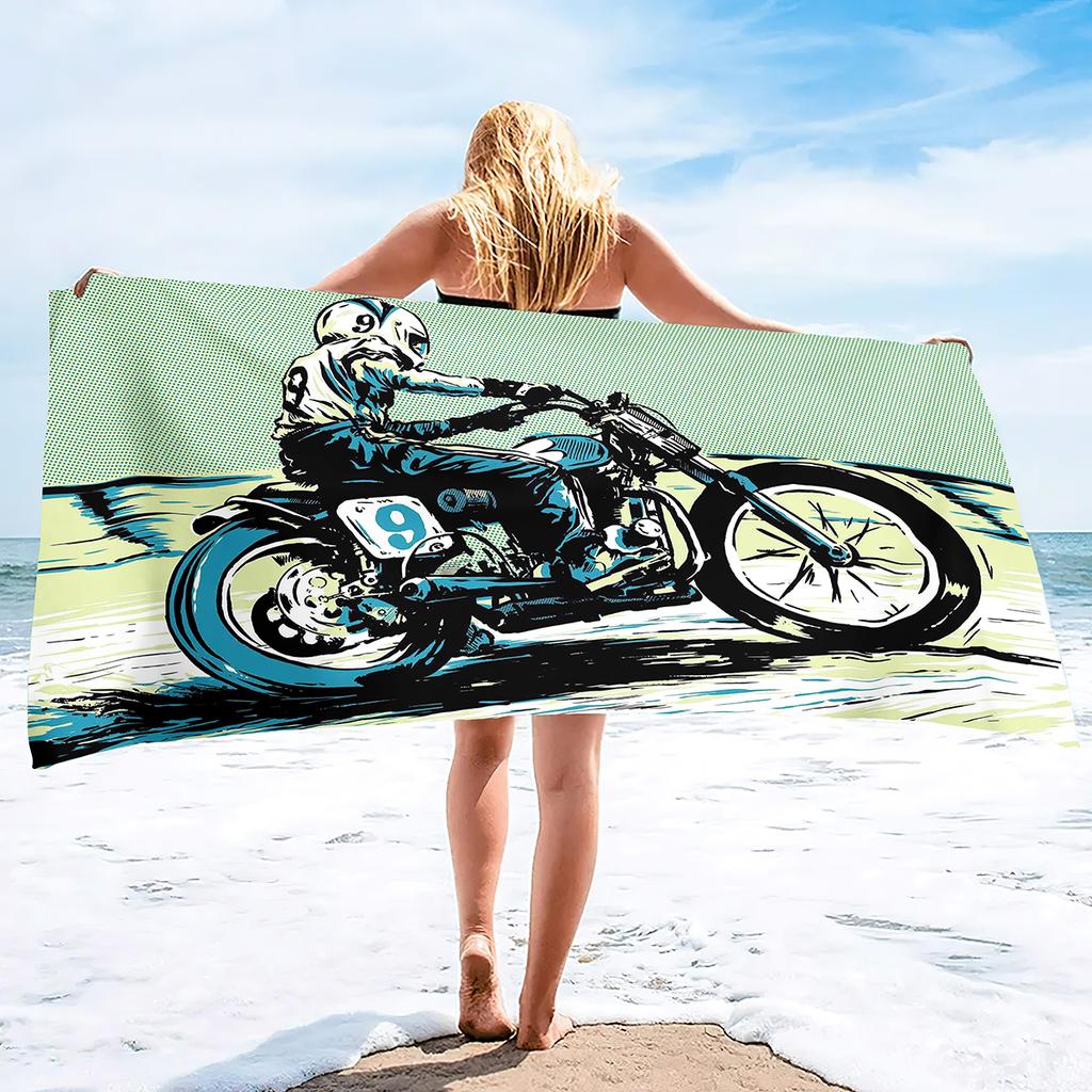 Quick Dry Beach Towels Motorcycle Vehicle Sand Free Ultra Cozy and Bath Towels Water Absorbent Oversize Beach Towel for Boys Men