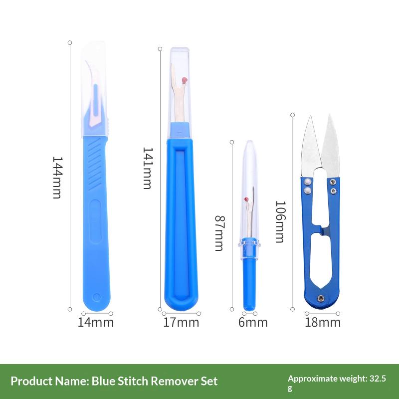 1Set Blue Sewing Ripper Kit With Thread Ripper Seam Ripper And Scissors For Removing Stitches