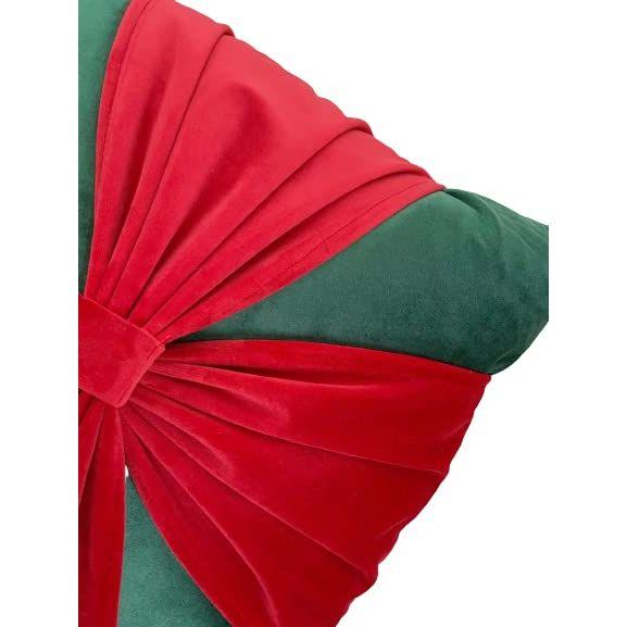 Christmas Bow Cushion (Pack of 1, 16x16 Inch), Throw Pillow Cushion for Christmas, Christmas Decoration, Christmas Gift