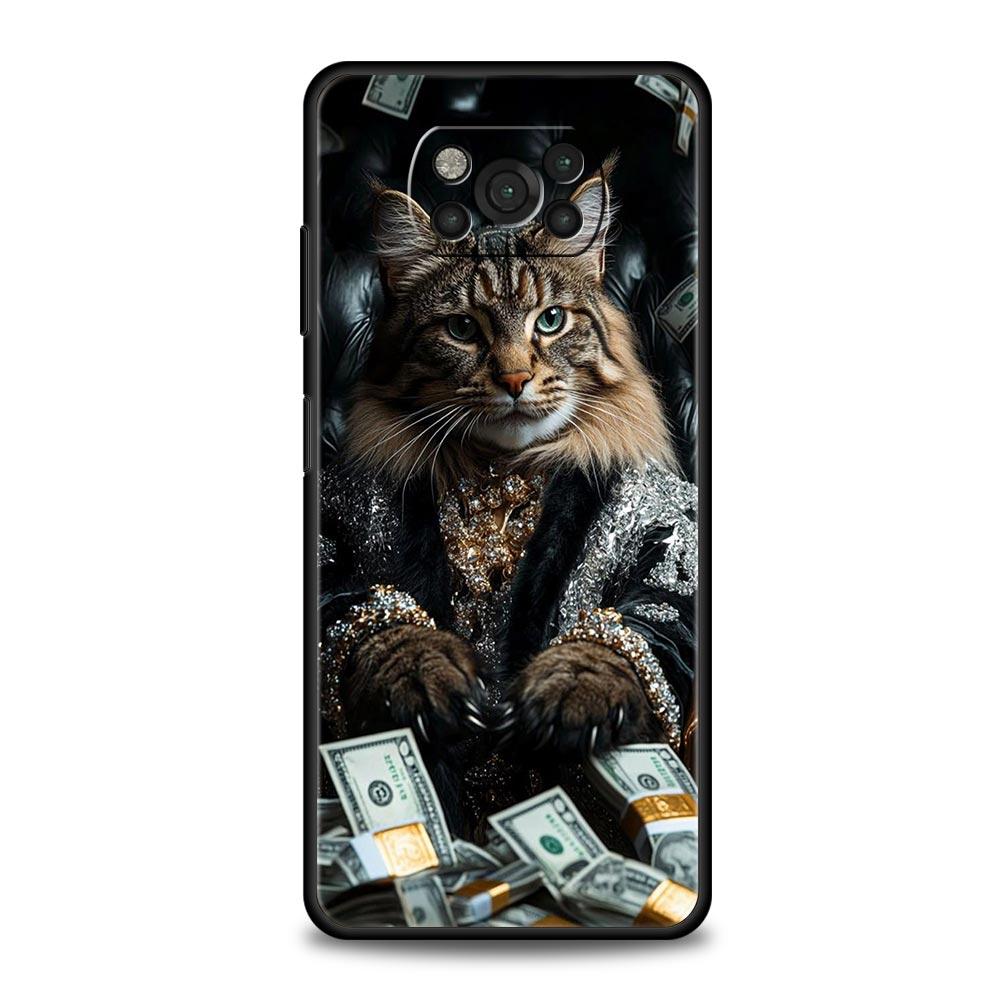 

Phone Case for Xiaomi Poco F7 F6 F5 F4 F3 X7 X6 X5 X4 X3 NFC M4 C51 C55 GT 5G Soft TPU Cover Capas Money Cat Shockproof Fundas Poco X6 Pro