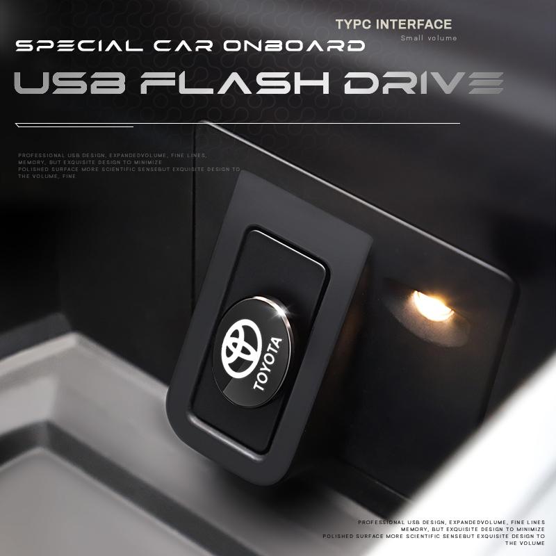 Car Logo U Disk Flash Drive Type C USB Memory For Toyota Corolla Yaris Aygo Prius RAV4 Crown CHR Camry Auris 4Runner TRD Avensis