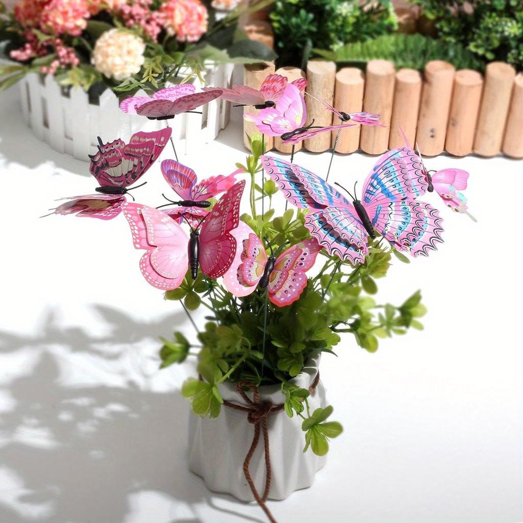 10 Stück 3D-Schmetterlings-Dekorations-Gartenspieße - Elegante & Realistische Dekorations-Auslage - Perfekt für Hochzeiten, Partys und DIY-Bastelarbeiten