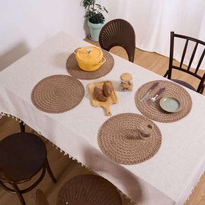 Round Boho Placemat Handwoven Heat Insulation Placemat Rustic Table Protector Mat for Home Farmhouse Weddings Baby Showers