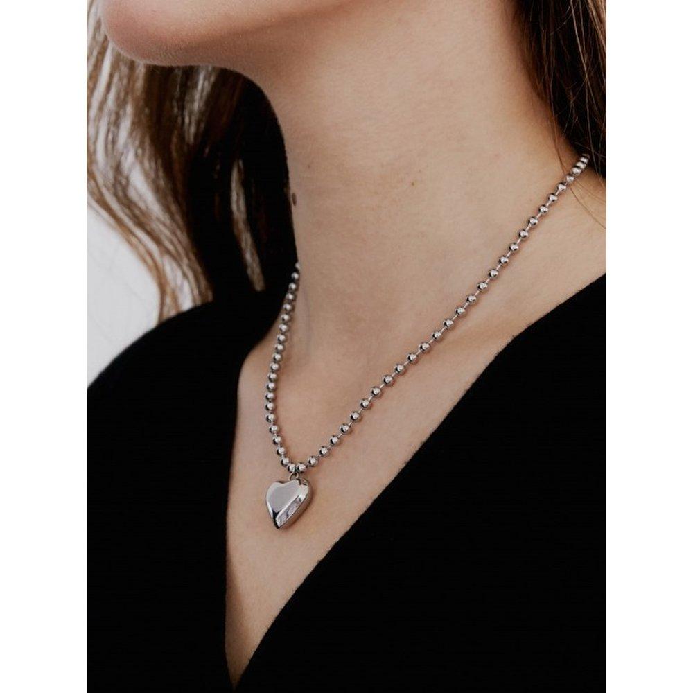 [Surgical] Bold Heart & Ball Chain Necklace