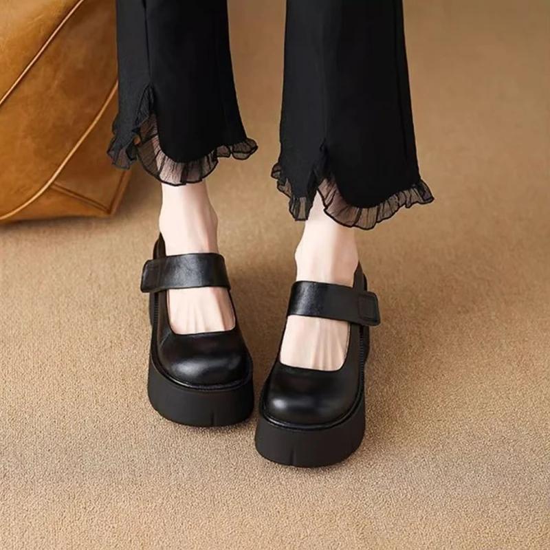Kilesko for kvinner 2025 Høst Nye Chunky Hæl Plattform Mary Jane Sko Enkle og Stilige Damepumps Zapatos De Mujer