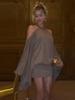 Autumn 2026 Women's Sexy Open-Back Hip-Hugging Dress with Batwing Sleeves and Cinched Waist