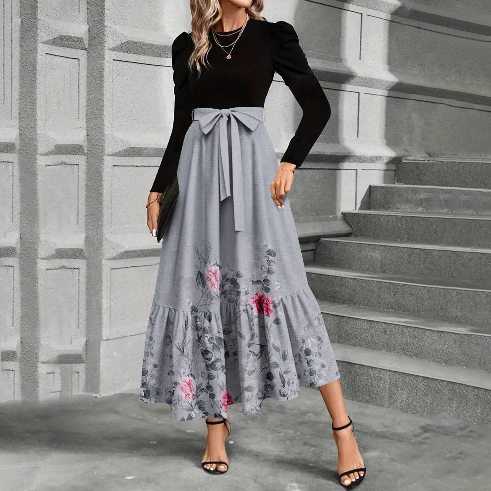 

Women s Floral Print High Waist Fashionable And Elegant Dress XL