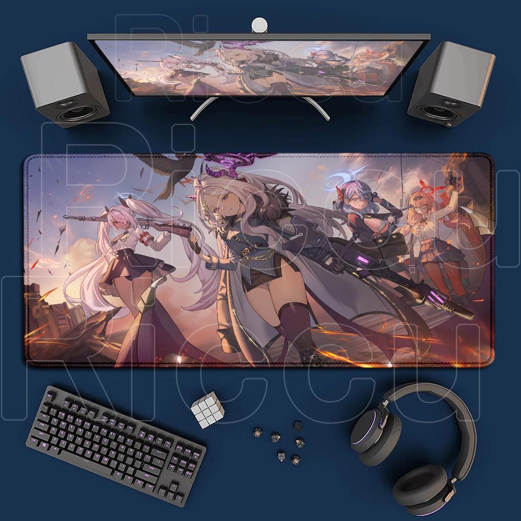 Game Blue Archive Kawaii Sorasaki Hina Mousepad Non-slip Computer Keyboard Mat Large PC Rubber Accessories Office Cabinet Carpet