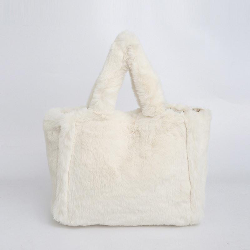 Ielgy Autumn Winter Casual Handle Bag Fashion One-Shoulder Underarm Large-Capacity Portable Tote Plush Bag