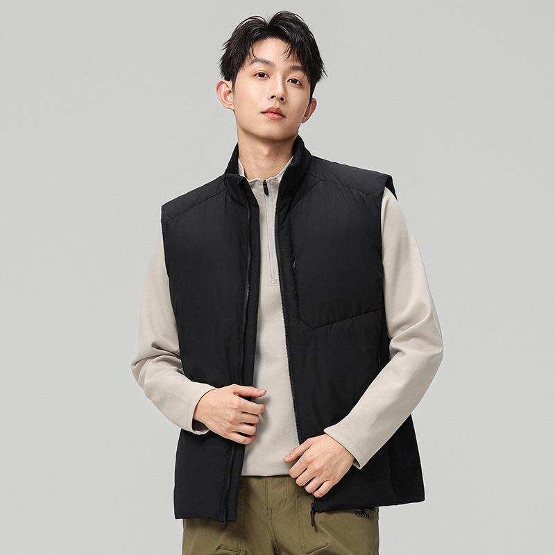 Men's High-Quality Double Zipper Outdoor Down Vest - Thickened Warm Sleeveless with Stand Collar.