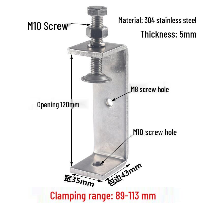 304 Stainless Steel Tiger C-Clamp U-Shaped Fixture with Hand-Tightened Eyebolt