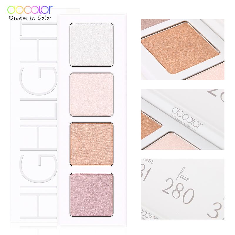 Docolor 4 farby Paletka očných tieňov Rozjasňovač Trblietavé trblietky Prášok očných tieňov Matná trblietavá paletka očných tieňov Kozmetická paletka na líčenie