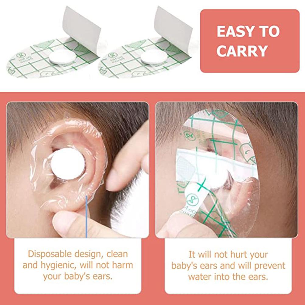 20pcs Baby Bath Ear Cover Waterproof Baby Ear Stickers One Time Ear Patch Newborn Ear Protection for Swimming Showering