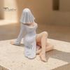 Unique Home Decorative Sculpture Ghost Girl Hooded Sculpture, Ethereal Mysterious Statue, Gothic Dark Academia Decor Queen Character Robe Figurine for
