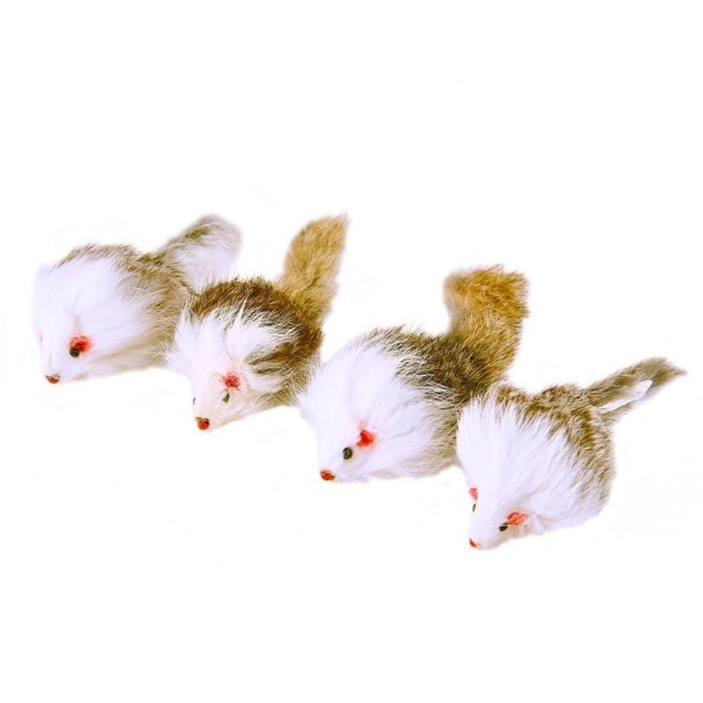 5pcs Synthetic Fiber Plush Plushie Mouse Toy Simulated Rat Interactive Cat Toy Exercise Activity